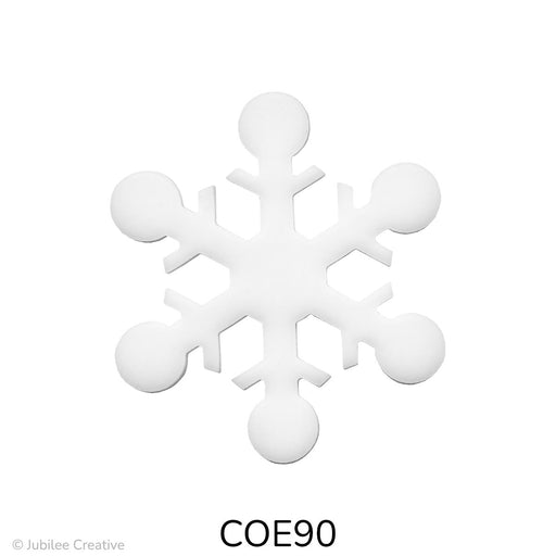 image of a fusible precut opaque white snowflake which sticks out in 6 places from the center - COE90