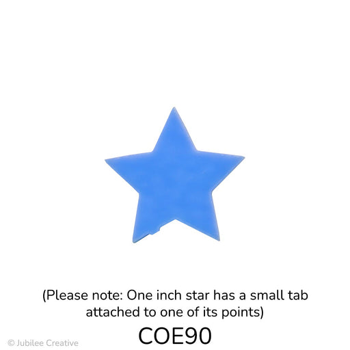 image of a fusible precut opaque cobalt blue glass five-point star with a small tab on one of its points - COE90