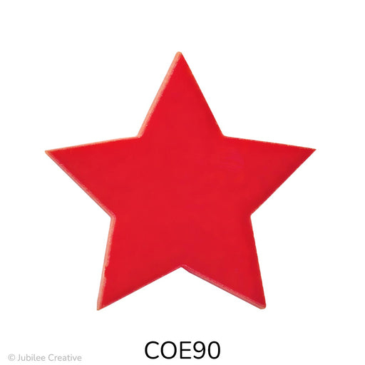 image of a fusible precut opaque red glass five-point star - COE90