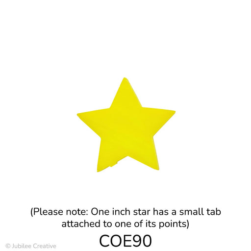 image of a fusible precut opaque canary yellow glass five-point star with a small tab on one of its points - COE90