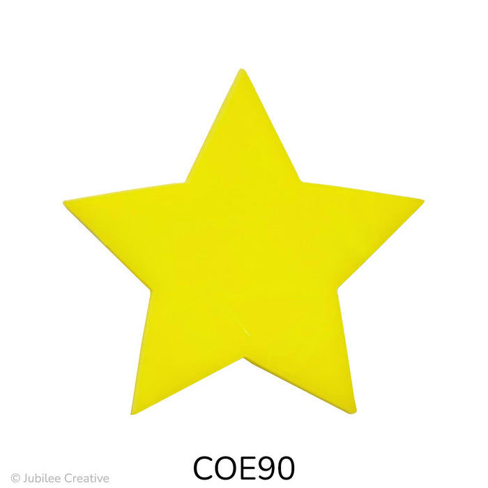 image of a fusible precut opaque canary yellow glass five-point star - COE90