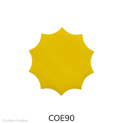 image of a fusible precut yellow glass sun with ten points - COE90