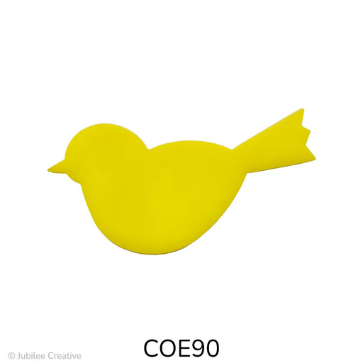 image of a fusible precut opaque yellow glass bird - COE90