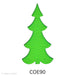 image of a precut fusible light green translucent glass slim tree on a white background - COE90