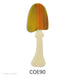 image of a precut glass wild mushroom with an ivory stem and multicolored top - COE90