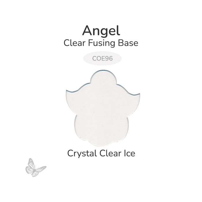 Crystal Clear Ice COE96 glass fusing base for precut glass angel design