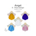 COE96 precut glass angel 6-piece design shown in five available colors
