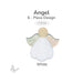 COE96 precut glass angel 6-piece design in white with clear textured wings