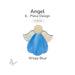 COE96 precut glass angel 6-piece design in wispy blue with clear textured wings