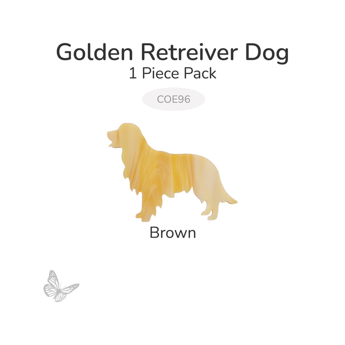 Brown marbled precut Golden Retriever dog glass shape for fused glass and mosaic projects, COE96, 1-piece pack.