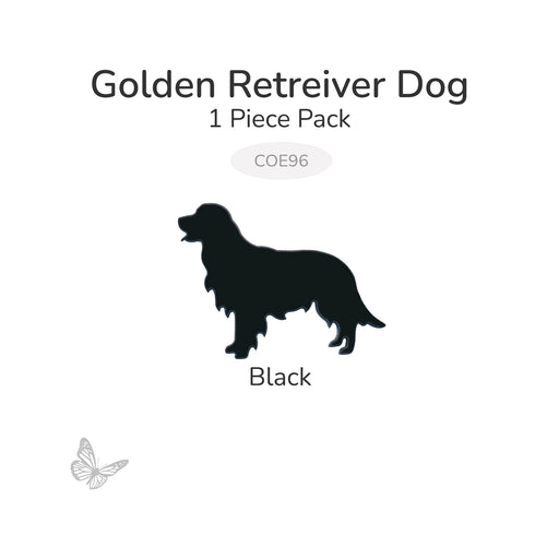 Black precut Golden Retriever dog glass shape for fused glass and mosaic projects, COE96, 1-piece pack.