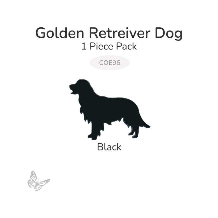 Black precut Golden Retriever dog glass shape for fused glass and mosaic projects, COE96, 1-piece pack.