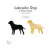 Two Labrador dog precut fusible glass shapes shown in black and brown glass colors, COE96 compatible.