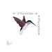 Fusible precut glass hummingbird with measurements of 3 11/16 inches by 3 3/16 inches on a white background 