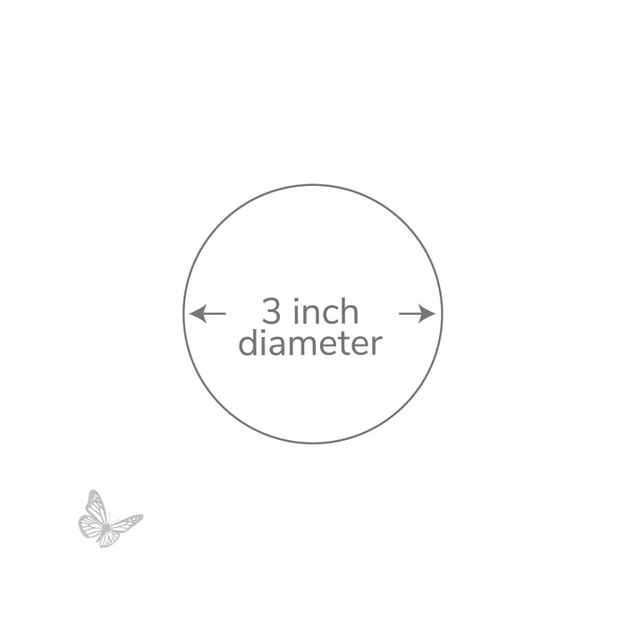 Diagram showing the 3-inch diameter of a precut Oceanside COE96 fusible glass circle.