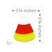 Precut candy corn fused glass design measuring approximately 1 1/4 inches wide by 1 5/8 inches tall. Three-piece COE96 design for fused glass and mosaic art.