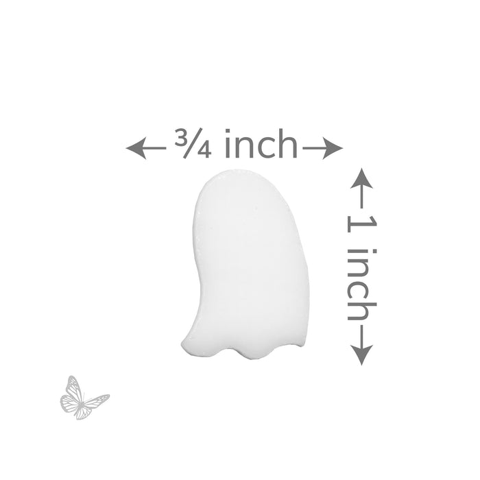 Classic Ghost COE96 precut glass shape measuring approximately 3/4 inch wide by 1 inch tall.