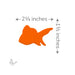 Orange Oceanside Glass goldfish precut shape measuring 2¼ inches wide by 1½ inches tall