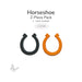 Black and amber horseshoe-shaped fusible glass cutouts with two color options available, COE96.