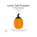 Leafy Tall Pumpkin precut glass design featuring a wispy orange pumpkin with a dark green leafy stem. Two-piece Bullseye COE96 design for fused glass and mosaic projects.