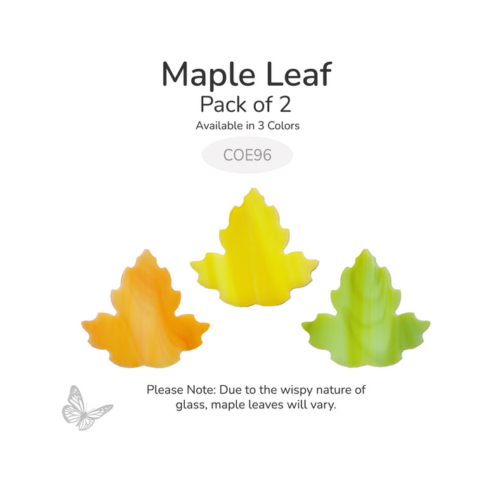 Oceanside COE96 precut maple leaf glass shapes in wispy orange, yellow and green