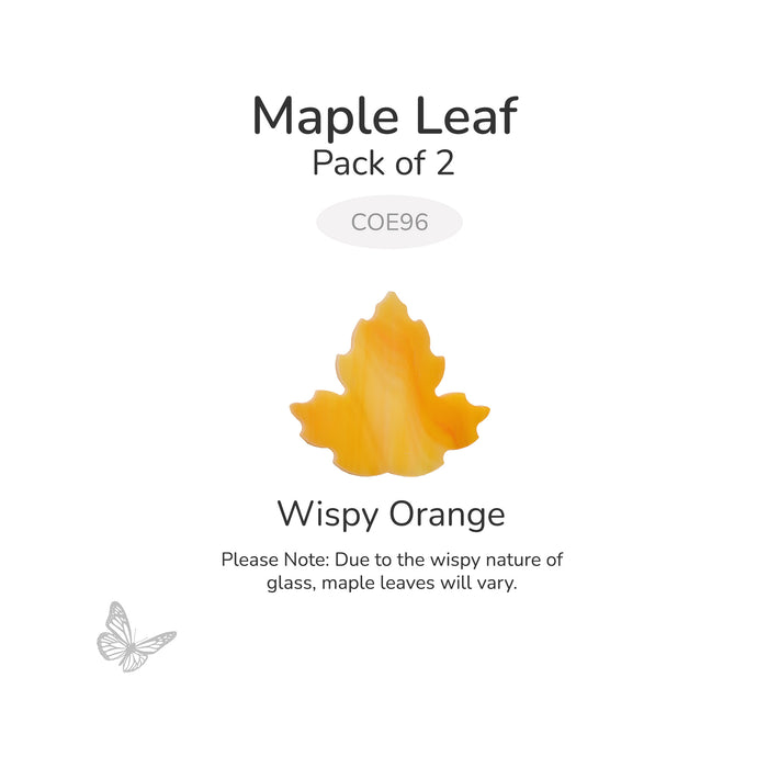 Oceanside COE96 precut maple leaf glass shape in wispy orange and white glass
