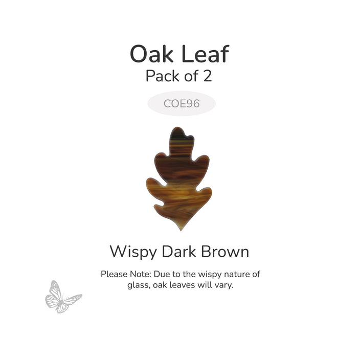 Oceanside COE96 precut oak leaf in dark brown wispy glass
