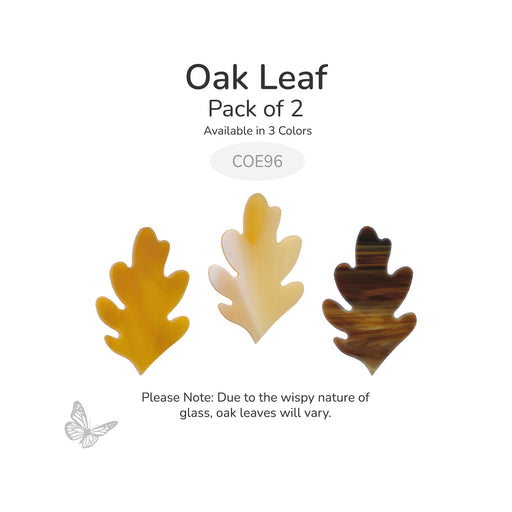 Oceanside COE96 precut oak leaf glass shapes available in three wispy autumn colors