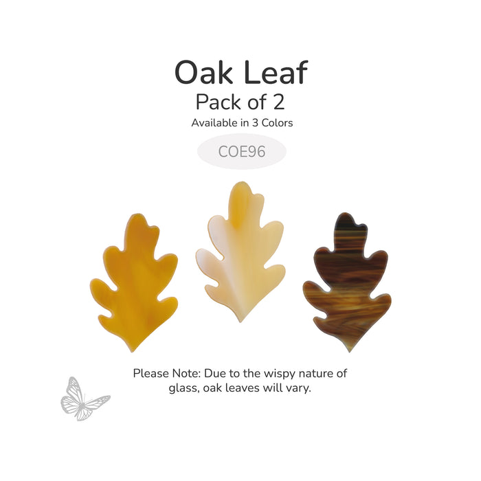 Oceanside COE96 precut oak leaf glass shapes available in three wispy autumn colors