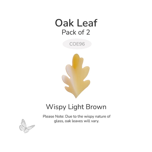 Oceanside COE96 precut oak leaf in light brown and white wispy glass