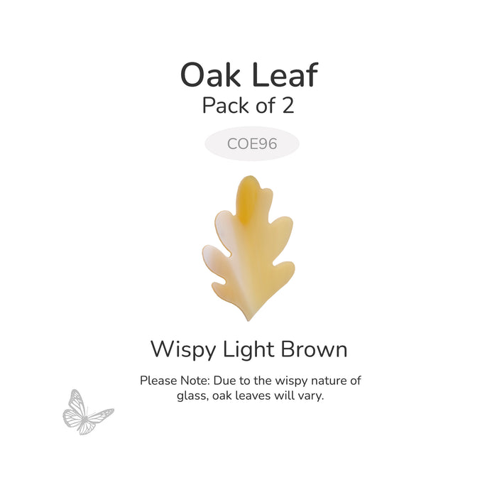 Oceanside COE96 precut oak leaf in light brown and white wispy glass