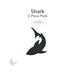 COE96 fusible precut glass shark 2-piece pack with a silhouette of a shark on a white background