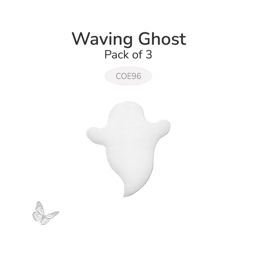 Waving Ghost precut white Bullseye COE96 fusible glass shapes, 3-piece pack.
