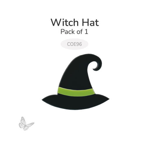 Witch Hat COE96 precut fusible glass design in opaque black with a bright green hat band.