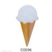 image of a precut glass ice cream cone with white ice cream and an amber cone - COE96