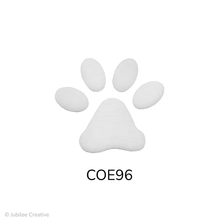 image of a precut white glass dog paw COE96