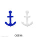 Image of a fusible precut glass anchor - COE96 - Add a nautical touch to your glass art with this precut fusible glass anchor, available in opaque dark blue and white. Fun fact: Anchors symbolize stability and hope, and sailors have long used them as good luck charms for safe voyages!