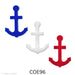 Image of a fusible precut glass anchor - COE96 - Add a nautical touch to your glass art with this precut fusible glass anchor, available in opaque dark blue, red and white. Fun fact: Anchors symbolize stability and hope, and sailors have long used them as good luck charms for safe voyages!
