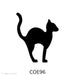 image of a fusible precut black glass cat standing with its tail sticking up - COE96