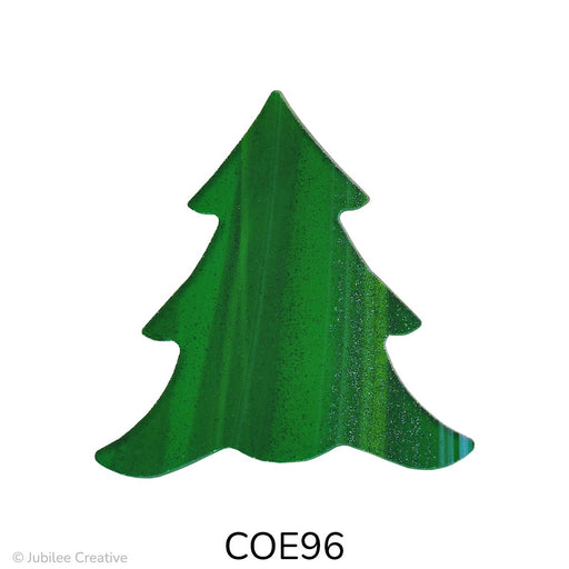 image of a fusible precut glass wispy green with white Christmas tree - COE96