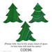 image of three fusible precut glass wispy green with white Christmas trees to show variation in color - COE96