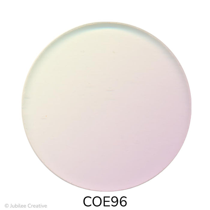 Image of a fusible precut clear iridized glass circle - COE96