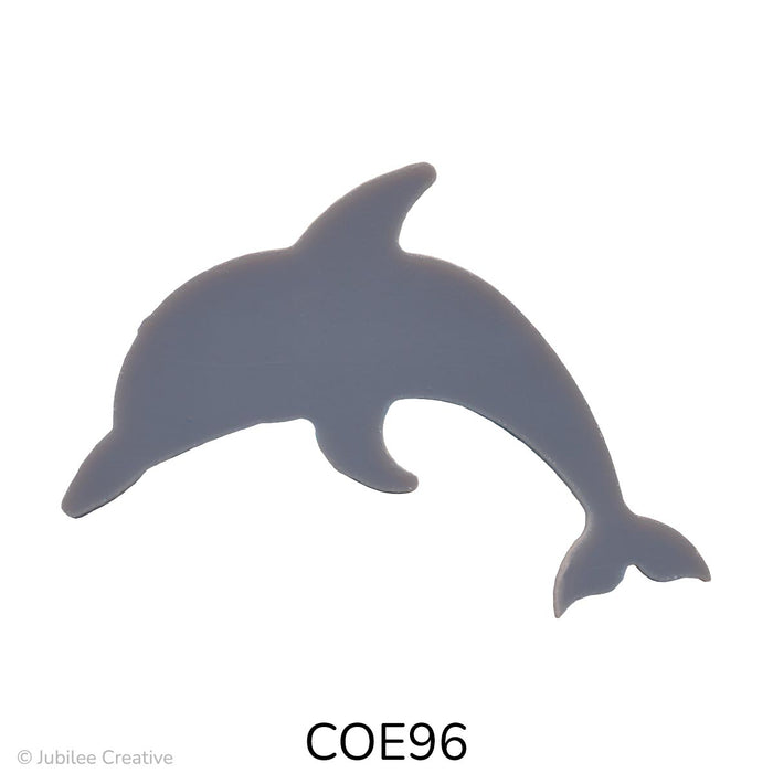 image of a precut fusible glass gray dolphin - COE96