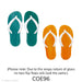 image of two sets of fusible precut glass flip flops. One set has white thongs on a teal wispy base the other has white thongs on an orange wispy base - COE96