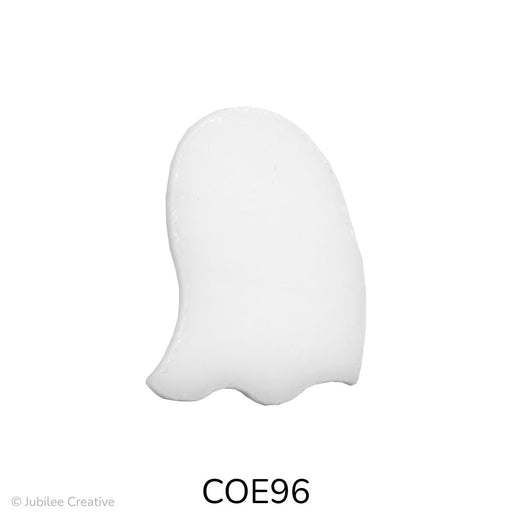 image of a fusible precut glass white ghost that has a round top and a wavy bottom - COE96