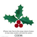 image of a fusible precut glass holly customer which features three green leaves and three red berries - COE96