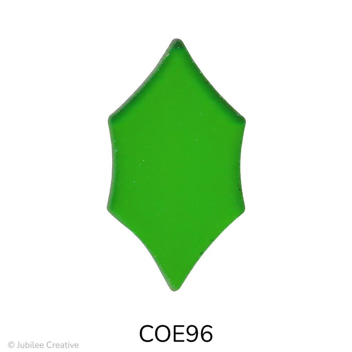 image of a precut glass holly leaf in the color of translucent light green - COE96