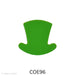 Image of a solid green COE96 fusible precut glass Leprechaun Hat. Fun fact: The leprechaun hat, often adorned with a buckle, symbolizes good fortune and a connection to Irish folklore! 