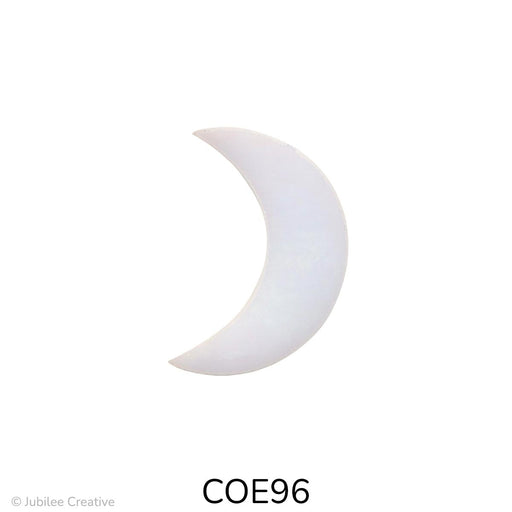 image of a fusible precut white iridized glass crescent moon - COE96