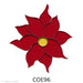 image of a fusible precut glass poinsettia that features nine red flower petals and a yellow center - COE96